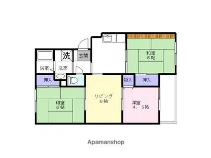 大歳ハイツ(3LDK/2階)の間取り写真
