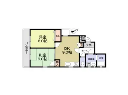 諏訪ノ森OMパレス(2DK/3階)の間取り写真