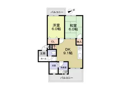 諏訪ノ森OMパレス(2DK/3階)の間取り写真