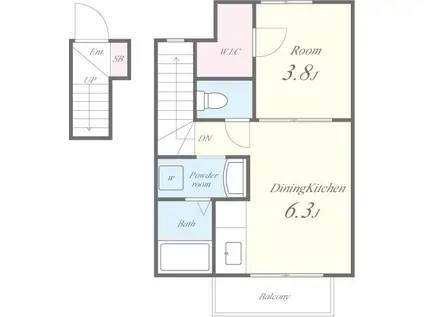 アンフィニ(1DK/2階)の間取り写真