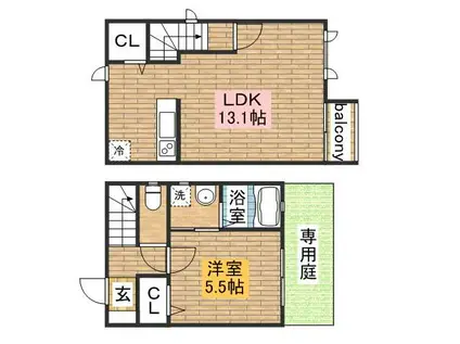 TOWN COURT(1LDK)の間取り写真