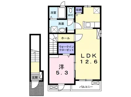 プロムナード箕形(1LDK/2階)の間取り写真