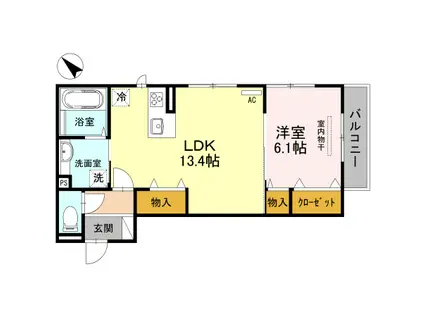 ラテール メイキラ(1LDK/2階)の間取り写真