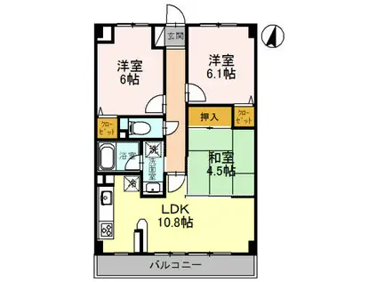 フレア・ブローリー(3LDK/4階)の間取り写真