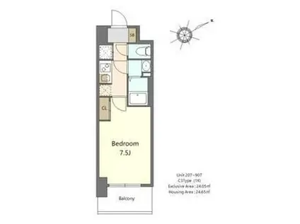 S-RESIDENCE堺浜寺AXIAL(1K/9階)の間取り写真