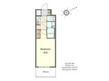 S-RESIDENCE堺浜寺AXIAL(1K/4階)の間取り写真
