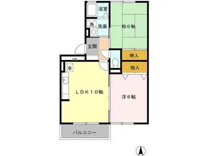グレース岸田(2LDK/3階)の間取り写真