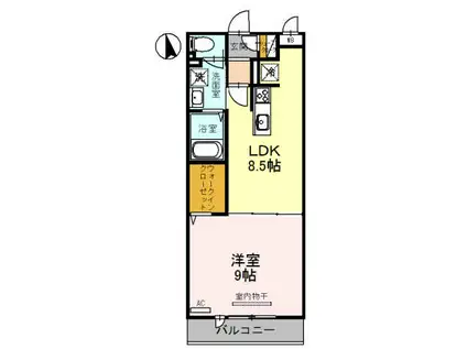 パティオ鳳(1LDK/2階)の間取り写真