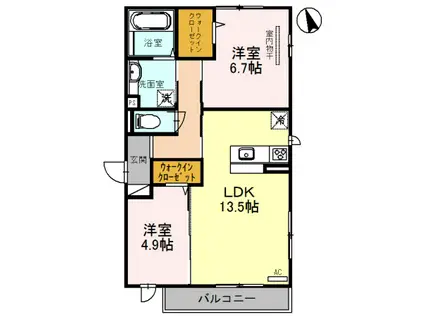 ベルソナーレ(2LDK/3階)の間取り写真