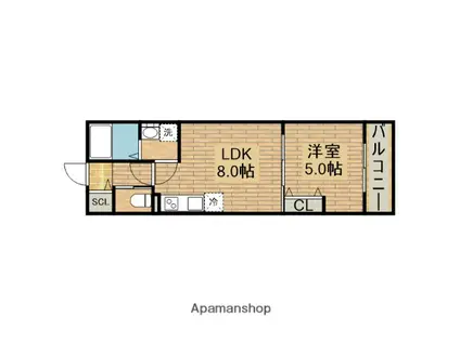 REVITA鳳北町3丁(1LDK/3階)の間取り写真