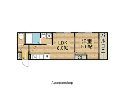 REVITA鳳北町4丁(1LDK/1階)の間取り写真
