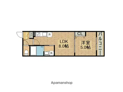 REVITA鳳北町4丁(1LDK/2階)の間取り写真