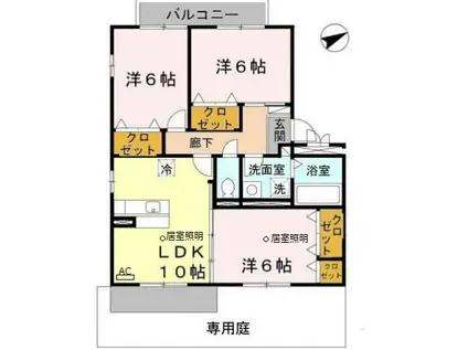 クレールW(3LDK/1階)の間取り写真