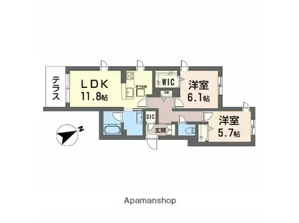 エクリアス浜寺(2LDK/1階)の間取り写真