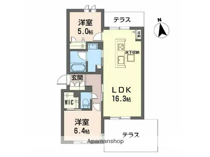 グランステラ鳳(2LDK/3階)の間取り写真