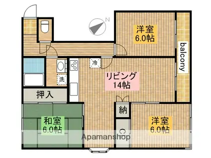 ミューゼス上野芝(3LDK/2階)の間取り写真