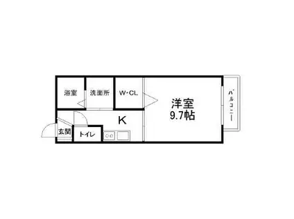 カーサコンフォール(1K/2階)の間取り写真