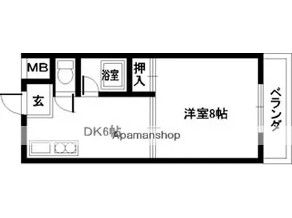 レジデンスパート4(1K/1階)の間取り写真