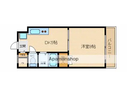 レジデンスパート4(1DK/3階)の間取り写真