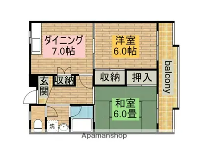 ガーデンハイツ鳳(2DK/1階)の間取り写真