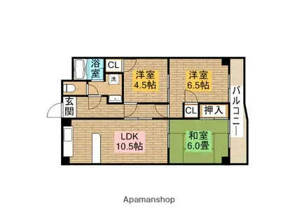 パークハイム津久野(3LDK/2階)の間取り写真