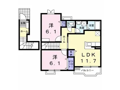 カルム新池島2(2LDK/2階)の間取り写真