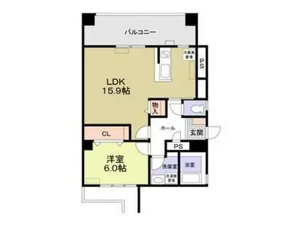 ソラル清賀(1LDK/5階)の間取り写真