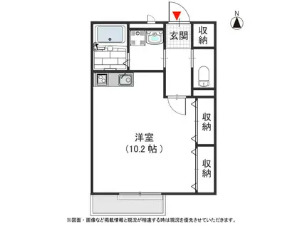 エントピア西堤B棟(ワンルーム/2階)の間取り写真