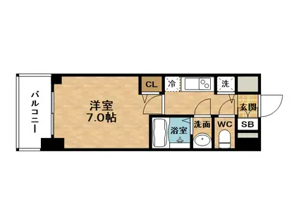 プレサンス大阪福島シエル(1K/2階)の間取り写真