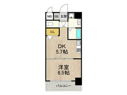 フロンティアタワー九条Ⅱ(1DK/12階)の間取り写真