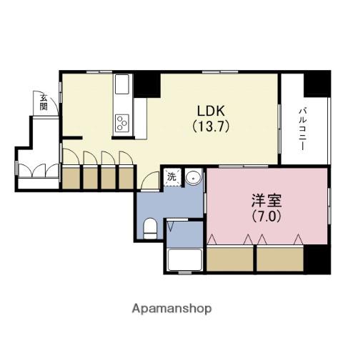 エスティメゾン上町台(1LDK/8階)の間取り写真