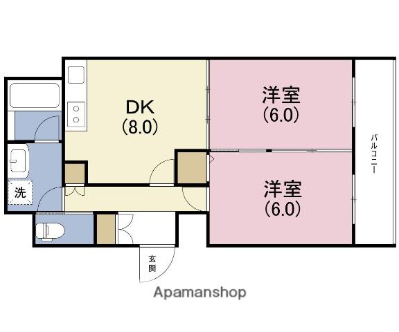 ZIO V 玉造(2DK/5階)の間取り写真