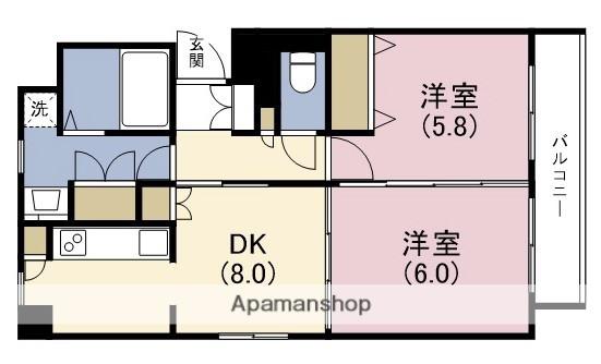 ZIO V 玉造(2DK/4階)の間取り写真