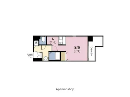 プレサンス大手前パークサイド2(1K/4階)の間取り写真