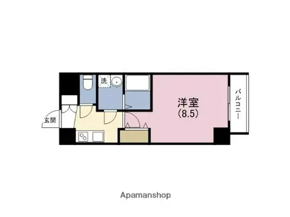 レジュールアッシュ松屋町(1K/3階)の間取り写真