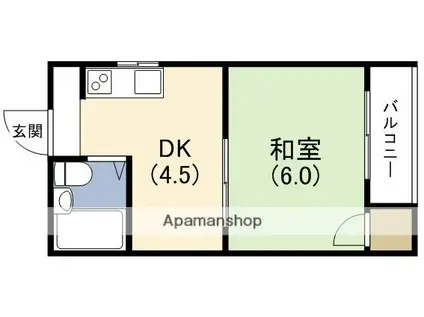 ロイヤル神路Ⅱ(1DK/1階)の間取り写真