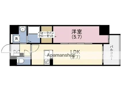 ドミツィール福(1LDK/3階)の間取り写真