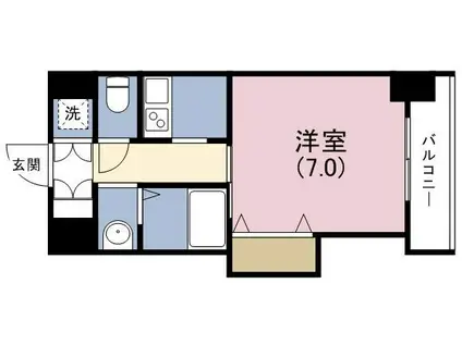 ブリリアン夕陽丘(1K/3階)の間取り写真