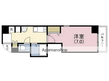 ROHIRUTE谷町9丁目(1K/9階)の間取り写真