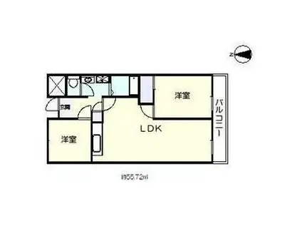 ヴィラスリースター鶴浜(2LDK/2階)の間取り写真