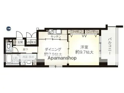 アルデールヒル内久宝寺(1DK/6階)の間取り写真