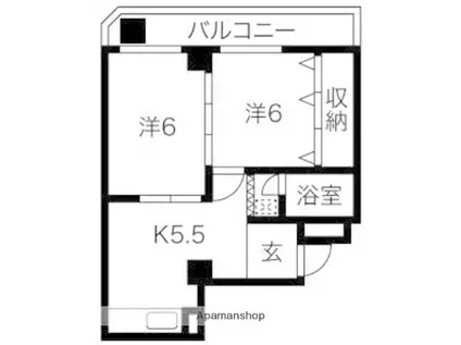 サンビラ大手前(2DK/6階)の間取り写真