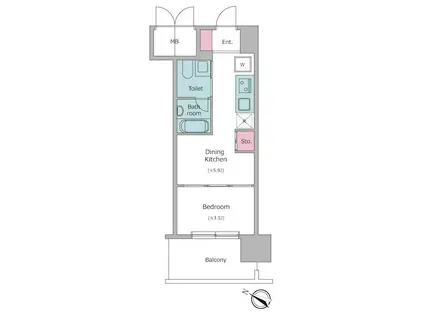 J.GRAN COURT京町堀(1DK/12階)の間取り写真