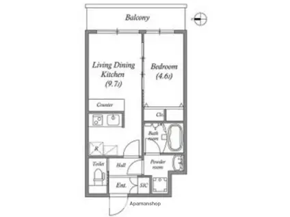 スプランディッド安土町(1LDK/13階)の間取り写真