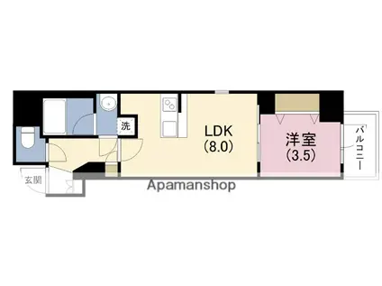 レジュールアッシュ谷町四丁目グランクラス(1LDK/11階)の間取り写真
