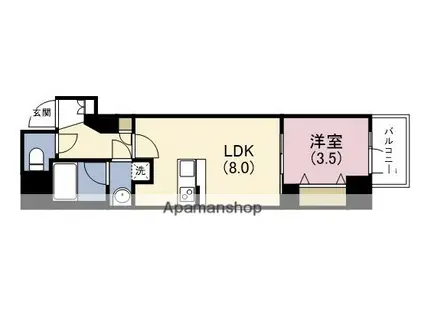 レジュールアッシュ谷町四丁目グランクラス(1LDK/7階)の間取り写真