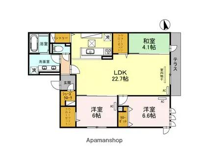 クラシスト東中本(3LDK/1階)の間取り写真