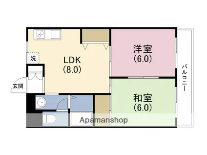 リバーサイドニッシン城東ハイツ(2LDK/3階)の間取り写真