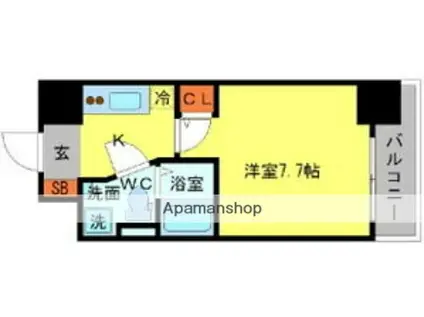 SERENITE本町エコート(1K/13階)の間取り写真