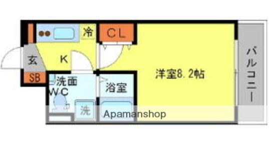 SERENITE本町エコート(1K/8階)の間取り写真